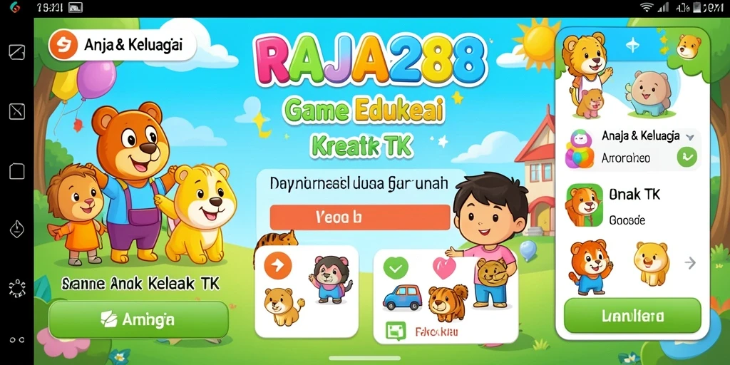 Tampilan antarmuka RAJA288 yang ceria dan interaktif untuk anak TK.