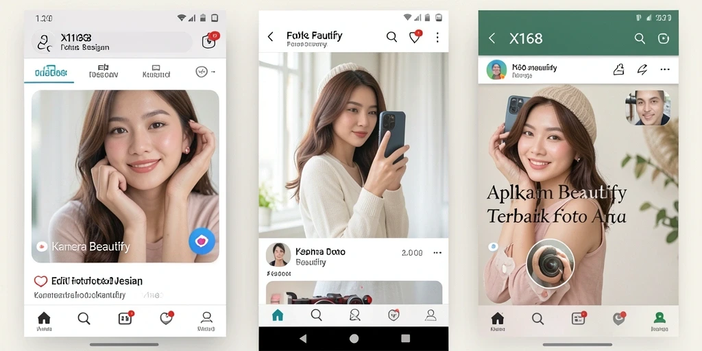 Antarmuka intuitif X168 untuk edit foto dengan efek beautify yang menarik.
