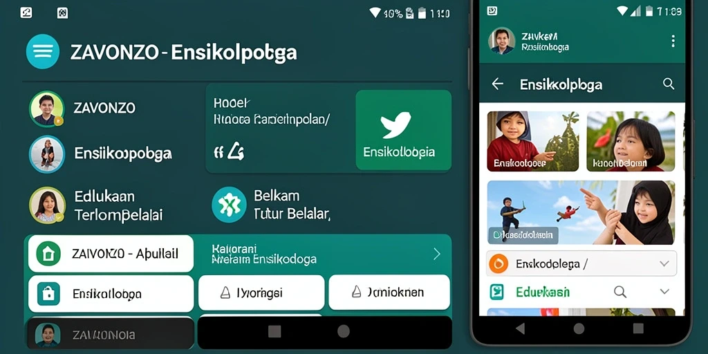 Tampilan antarmuka aplikasi Ensiklopedia ZAVONZO yang informatif